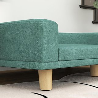 Sofá para Perros de Tamaño Grande con Patas Elevadas y Cojín Desmontable, Sofá para Perros de Poliéster y Madera, 98X67X25 Cm, Verde Claro