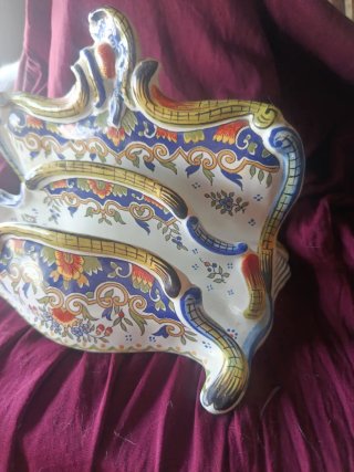 Portacartas porcelana antiguo decorado