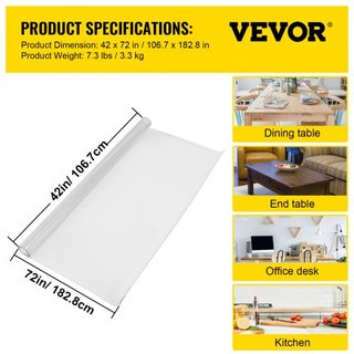 Tappeto da Tavolo in Plastica 42 x 72 Pollici, Protezione da Tavolo Trasparente da 1,5 mm, Tappeto Rettangolare per Scrivania, Impermeabile e Facile da Pulire per Ufficio, Toletta e Tavolino...
