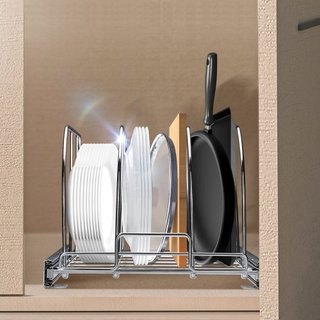 Soporte para Sartenes y Ollas, Organizador Expandible Extraíble para Debajo del Gabinete, Organización de Bandejas para Hornear Galletas, Divisores de Alambre Ajustables, Soporte para Tapas de Ace...