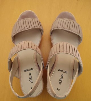 Sandalias cuña s.Oliver rosa nude talla 38