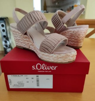 Sandalias cuña s.Oliver rosa nude talla 38