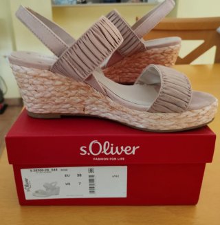 Sandalias cuña s.Oliver rosa nude talla 38