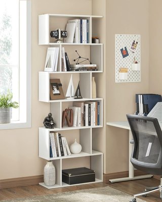 Estantería de 6 Niveles, Librería, 24 X 70 X 191,6 Cm, Divisor de Habitación, Organizador de Cubos, Estilo Moderno, para Sala de Estar, Dormitorio, Oficina, Blanco LBC61WT