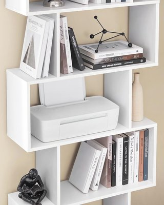 Estantería de 6 Niveles, Librería, 24 X 70 X 191,6 Cm, Divisor de Habitación, Organizador de Cubos, Estilo Moderno, para Sala de Estar, Dormitorio, Oficina, Blanco LBC61WT