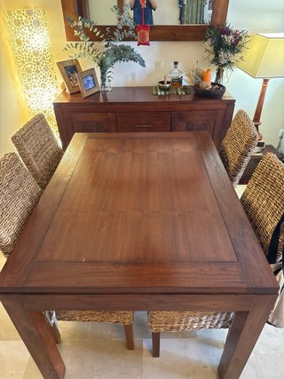 Conjunto Mesa, Aparador y Espejo de madera
