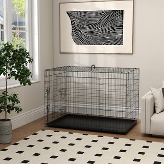 Transportín Plegable para Animales Domésticos de Acero Doble Puerta 122 × 77 × 82Cm Negro