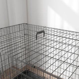 Transportín Plegable para Animales Domésticos de Acero Doble Puerta 122 × 77 × 82Cm Negro