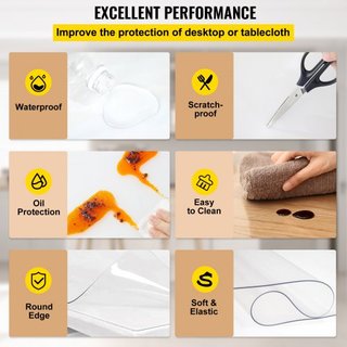 Tappeto da Tavolo in Plastica 42 x 78 Pollici, Protezione da Tavolo Trasparente da 1,5 mm, Tappeto Rettangolare, Impermeabile e Facile da Pulire per Ufficio, Toletta, Comodino