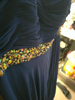 Abito da cerimonia blu con strass