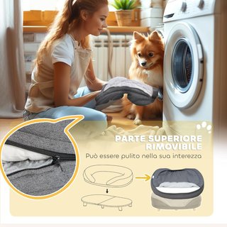 Sofá para Perros de Tamaño Grande y Medio con Relleno Lateral y Funda Lavable, Cama para Perros con Patas Antideslizantes y Base Elevada, 90X78X25Cm, Gris
