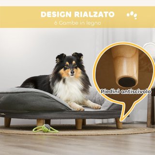 Sofá para Perros de Tamaño Grande y Medio con Relleno Lateral y Funda Lavable, Cama para Perros con Patas Antideslizantes y Base Elevada, 90X78X25Cm, Gris