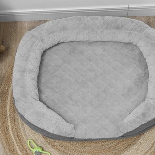 Sofá para Perros de Tamaño Grande y Medio con Relleno Lateral y Funda Lavable, Cama para Perros con Patas Antideslizantes y Base Elevada, 90X78X25Cm, Gris