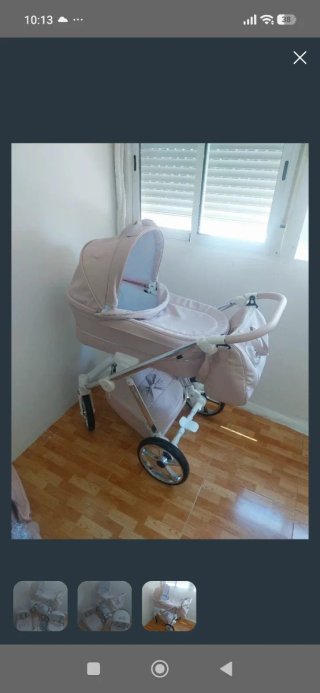 Carro de bebé rosa 3 piezas
