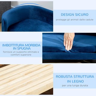 Cama para Perros de Interior, Sofá para Gatos o Perros de Tamaño Pequeño y Mediano Máx. 22.5Kg, en Terciopelo Azul