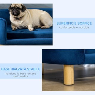 Cama para Perros de Interior, Sofá para Gatos o Perros de Tamaño Pequeño y Mediano Máx. 22.5Kg, en Terciopelo Azul