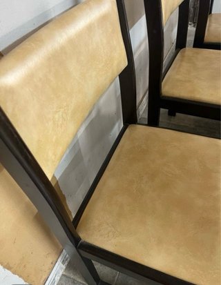 Juego de 6 sillas vintage madera y piel