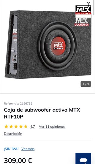 Caja Subwoofer Activo MTX RTF10P