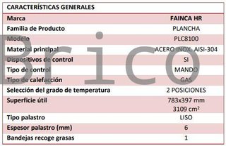 Plancha Gas Acero Laminado Serie 100 - PLC8100