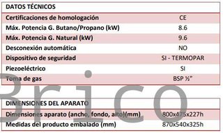 Plancha Gas Acero Laminado Serie 100 - PLC8100