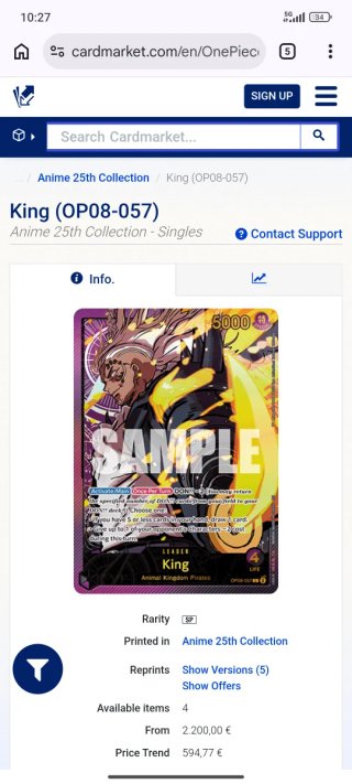 Carta One Piece King OP08-057 SP