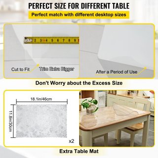 Tappeto da Tavolo in Plastica 24 x 60 Pollici, Protezione da Tavolo Trasparente da 1,5 mm, Tappeto Rettangolare da Scrivania, Impermeabile e Facile da Pulire per Ufficio, Toletta, Comodino...
