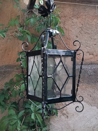 Farol de Hierro Forjado con Cristales