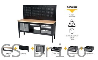 Mesa de Trabajo Modular 1830mm Cajones Doble Puerta y Panel Alyco 129656