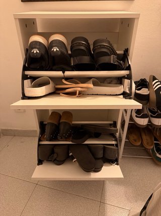 Zapatero ikea con dos cajones, blanco de madera