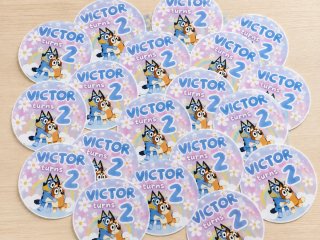 Stickers personalizados Bluey para cumpleaños