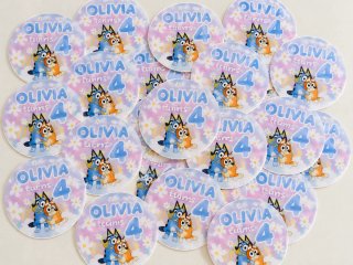 Stickers personalizados Bluey para cumpleaños