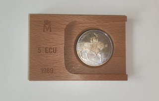 Lote 2 Monedas 1 y 5 ECU España 1989 Plata