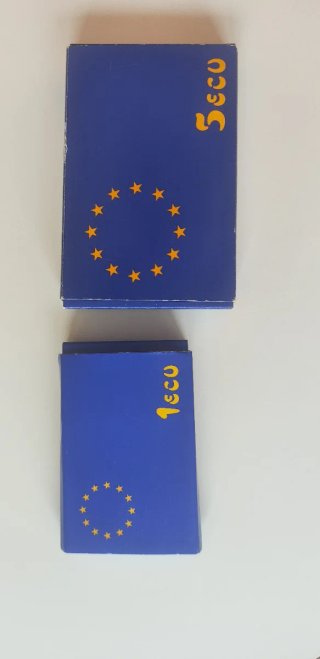 Lote 2 Monedas 1 y 5 ECU España 1989 Plata