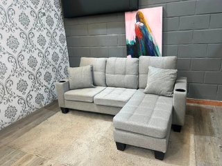 Sofá Chaise Longue Gris Tela