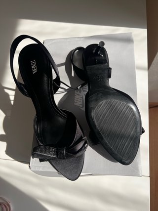 Sandalias Zara Tacón Negro Talla 39