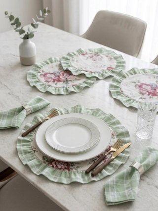 Sottopiatti floreali con bordo verde