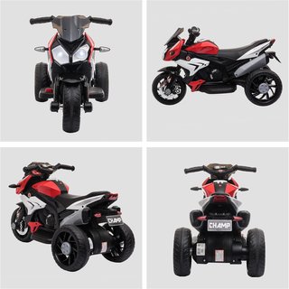 Moto Eléctrica para Niños de 3-5 Años Máx. 25Kg Con Luces, Música, Batería 6V Y Velocidad 3Km/H, 86X42X52 Cm, Roja