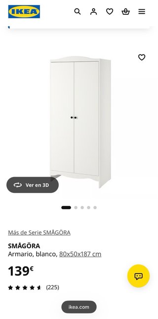 Armario infantil Ikea SMAGORA blanco
