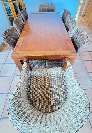 Conjunto mesa y 6 sillas comedor ratán