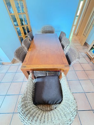 Conjunto mesa y 6 sillas comedor ratán
