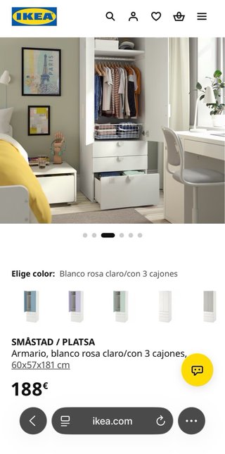 Armario infantil Ikea SMASTAD/PLATSA blanco