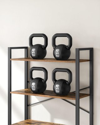 Estantería Alta de 6 Estantes, Estante de Almacenamiento, Estructura de Acero, Salón Dormitorio Oficina, 30 X 80 X 186 Cm, Industrial, Marrón Vintage y Negro Tinta LLS082B01