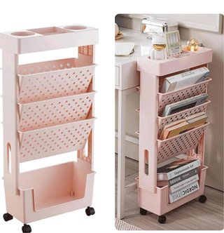 Estantería móvil con ruedas – rosa