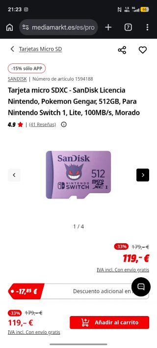 Tarjeta Micro SD 512GB Nintendo switch 1