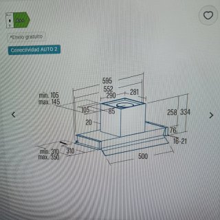 Campana extractora integrada ARONA 60BK Negra