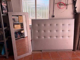 Cabecero Cama 160x120 cm Piel Sintética Gris Plata