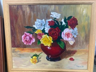 Cuadro de flores rosas y rojas