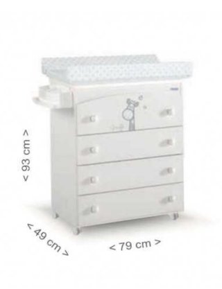 Cómoda bebé 4 cajones (para bañera y cambiador)