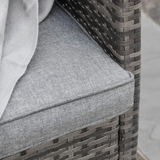 Sofá de 3 Plazas para Exteriores en Rattan (PE) con Cojines Acolchados y Desfundables, Jardín/Terraza, 173X68X78Cm