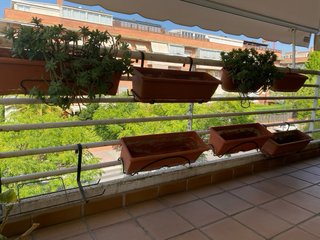 Lote 8 jardineras de balcón con soportes y platos